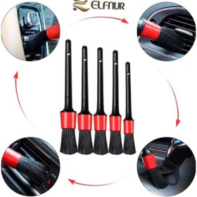 Resim elfnur 5'li Kaliteli Farklı Boyutlarda Oto Detay Fırça Seti 5 Adet Oto Araba Yıkama Klima Temizleme Fırçası 