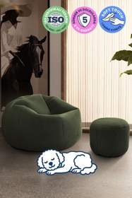 Resim Mobidu Soft Armut Koltuk Ayak Pufu Seti – Fitilli Kadife - 5 Yıl Garanti - Koyu Yeşil 