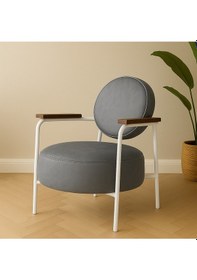 Resim Azra Mobilya Venüs Modern Berjer Beyaz Metal Ayaklı, Renk Seçenekli, Şık Ve Konforlu Koltuk Gri 