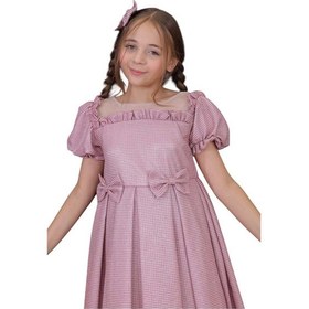 Resim Riccotarz Kız Çocuk Kare Yaka Şeffaf Tüllü Omuzları Fırfırlı Beli Fiyonk Detaylı Üzeri Simli Pembe Abiye Beyaz 