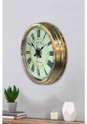 Resim Altın Gold Rengi Metal Çerçeveli Salon Ofis Duvar Saati 40 Cm Ç75 