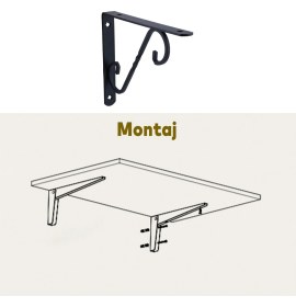 Resim Raf Altı Metal Ayak Ferforje Siyah Raf Tutucu 150 x 230 mm (2 Adet) 