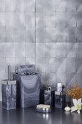 Resim Kalbelek Banyo Seti Mermer Desen Gri -5 Parça 