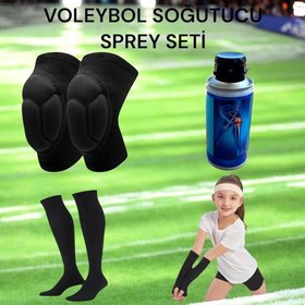Resim Çocuk Voleybol Dizliği Voleybol Elliği Voleybol Çorabı Kapartma Sünger Destekli Soğutucu Sprey Set 