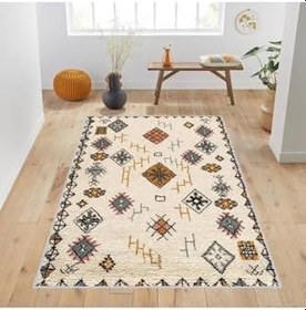 Resim Rovigo Dijital Baskı Yıkanabilir Kaymaz Taban Salon Halısı RVG1008, Bej, 100 x 150 