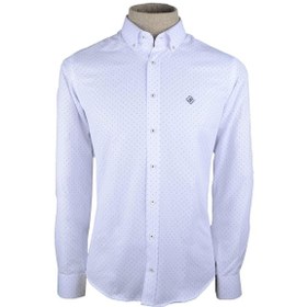 Resim Cengiz İnler Küçük Puantiye Desenli Slim Fit Erkek Gömlek 001 