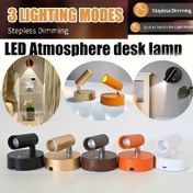 Resim Kablosuz LED Duvar Lambası: Şarj Edilebilir Pil Masa Lambası, 3 Renkli Adım Adım Karartma, Şarj Edilebilir Pil, Modern Metal Tasarım USB Güç, Dokunmatik Kontrol, İç/Dış Mekan Yemek Odası Yatak Odası Bar İçin Uygun 
