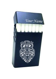 Resim Baykuş Temalı Kişiye Özel Metal Sigara Tabakası Paketi Taşıma 