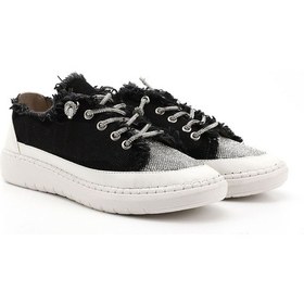 Resim Gönderi(R) Gönderi R Siyah Kot Triko Taşlı Comfort Dolgu Taban Sneaker Siyah 