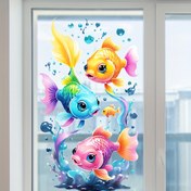 Resim Canlı Su Sahnesi Vinil Duvar Stickerı - Renkli Balık ve Sarmalı Sticker, Kendinden Yapışkanlı, Yeniden Kullanılabilir, Oturma Odası, Yatak Odası, Çalışma Odası için İdeal - Çağdaş Tarz, Yıkanabilir Bitiş, Duvar Stickerı Dekor 