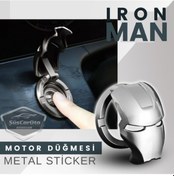 Resim ŞüsCarOto Start Stop Tuşu Kapağı Iron Man Metal Tuş Koruyucu Dekoratif Özel Çinko Alaşım Krom (00) 
