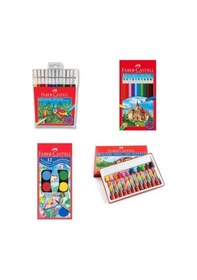 Resim 4'li Boya Seti Kuru Boya+sulu Boya+pastel Boya+keçeli Kalem Çok Renkli 
