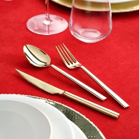 Resim Jumbo 1800 Titanyum Gold 18 Parça 6 Kişilik Yemek Çatal Kaşık Bıçak Seti 