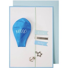 Resim Meri Meri - Hello Balon Tebrik Kartı- Mavi 