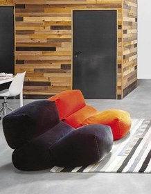 Resim Nar Çiçeği Rengi Kadife Armut Koltuk - 70x100 