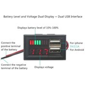 Resim Akü Kapasite Göstergesi Voltmetreli Ve Usb Çıkışlı-4501 