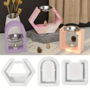 Resim Silikon Epoksi Reçine Kandil Tutucu Kalıbı - Geometrik Tasarım, Ev Kokusu İstasyonları ve Ev Dekoru için, Düzensiz Şekil, Ev Dekoru Yapımı|Geometrik Tasarım|Dayanıklı Silikon 