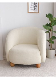 Resim Slon Yuvarlak Berjer Kırık Beyaz 