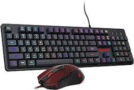 Resim Redragon Oyun Klavyesi ve Faresi, RGB Oyun Klavyesi ve 3200 DPI Fare Kombinasyonu, 26 Tuşlu Anti-Gölgelenme, PC'ye Tak ve Çalıştır, Dizüstü Bilgisayar, Windows, S107 Yeni 