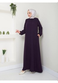 Resim Kol Taş Detaylı Ferace Mürdüm 