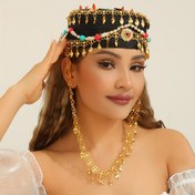 Resim 1 adet Kadınlar için Çok Renkli Püskül Sahte Deri Bohem Şapka - Turkuaz, Siyah ve Beyaz Boncuklarla Vintage Yaz Stili, Sahne Performansları veya Hediye için Mükemmel, Sahne Performansı Şapkası | Bohem Stili Şapka | Sahte Deri Şapka 
