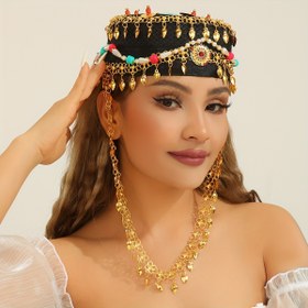 Resim 1 adet Kadınlar için Çok Renkli Püskül Sahte Deri Bohem Şapka - Turkuaz, Siyah ve Beyaz Boncuklarla Vintage Yaz Stili, Sahne Performansları veya Hediye için Mükemmel, Sahne Performansı Şapkası | Bohem Stili Şapka | Sahte Deri Şapka 