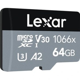 Resim Lexar 64GB Professional 1066X UHS-I MicroSDXC Memory Card + SD Adaptör (Silver Series) 