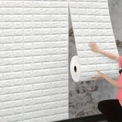 Resim 3D tuğla desenli kendinden yapışkanlı polyester duvar kağıdı rulosu, kolayca soyulup yapıştırılabilir, mutfak, oturma odası, banyo, koridor için uygun, dayanıklı Avrupa ev dekorasyonu, DIY yenileme, kesip yapıştırması kolay duvar kağıdı, yatak odası ve oturma odası için uygundur 