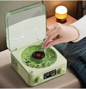 Resim byzm Waves Nostalji Plak Görünümlü Bluetooth Hoparlör 3d Ses Dalgası Retro Müzik Plak Yeşil 