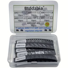 Resim Büyük farklılık olan IC çip güç yönetimi, AM11117 Voltaj düzenleyici kiti -70 adet, çeşitli 1.2V, 1.5V, 1.8V, 2.5V, 3.3V, 5.0V ADJ SOT-223 güç yönetimi için IC çipleri, yüksek kaliteli elektronik bileşen kiti, pil veya lazer düşük profilli lineer düzenleyici olmadan 