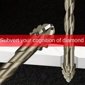 Resim 4 adet Yükseltilmiş Dört Bıçaklı Karbür Matkap Ucu - Seramik Fayanslar, Cam, Mermer, Beton ve Paslanmaz Çelik Alaşım için Yüksek Verimli ve Aşınmaya Dayanıklı - Kuru Delme için Dört Kenarlı Dişli Tasarım, Metal için Matkap Uçları 