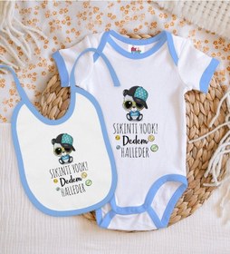 Resim Bk Kids Sıkıntı Yok Dedem Halleder Tasarımlı Mavi Bebek Body Zıbı Çok Renkli 