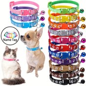 Resim 1 adet Ayarlanabilir Çıkarılabilir Kedi Kolyesi, Çanlar ve İsim Etiketi ile - Ayak İzi Tasarımı, Dayanıklı Polyester Malzeme, Sevimli Karikatür Deseni, Kediler ve Gençler için Mükemmel, Ayarlanabilir Kolye | Eğlenceli Görünüm | Dayanıklı Evcil Kedi Kolyesi, Kedi Kolyesi Aksesuarı 