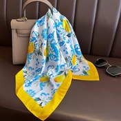 Resim 27,5 İnç Taze Limon Desenli Saten Dokulu Eşarp, Polyester Kumaş, Hafif ve Taşınabilir, Çok Amaçlı Başörtüsü, Boyun Bandı, Saç Bandı, Güneşlik Aksesuarı, Şık ve Çeşitli Kullanım İçin Plaj Partileri ve Günlük Kullanım 
