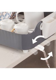 Resim Porsima Akl-060 Gri Lüks Tabaklık Bulaşıklık Su Akıtma Kanallı Gri 