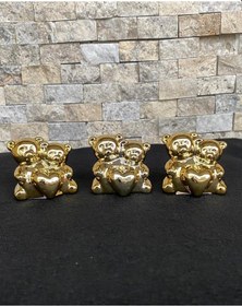 Resim 3'lü Dekoratif Hediyelik Ayıcıklı Gold Ayıcık 