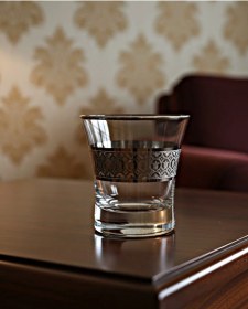 Resim Paşabahçe Azur Lux Gümüş Kaplama 6'lı Su Bardağı - Lale Dekorlu Gümüş Detaylı Set Şeffaf 