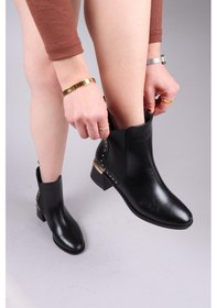 Resim Bruce Trok Ve Lastik Detaylı Topuklu Bot Siyah-8468 Siyah 