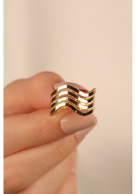 Resim Çgk Çiğdem Gürel Kuyumculuk Zikzak Ajda 4 Sıra Kaburga Altın Yüzük Gold 