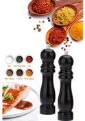 Resim Technojet 2li Karabiber Tuz Kahve Baharat Öğütücü Ahşap Manuel El 