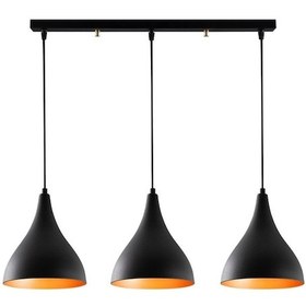 Resim Dylight Retro Metal Masa Üstü Sıralı Siyah 3 Lü Dekoratif Sarkıt 