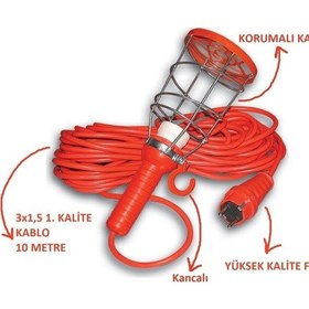 Resim 10 Metre Kablolu Taşınabilir Baladoz Seyyar Duy - 220V 10 Metre 