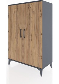 Resim Hyperion Dolap 2 Kapaklı Tek Askılı 88x44x134 Antrasit-çam Antrasit 