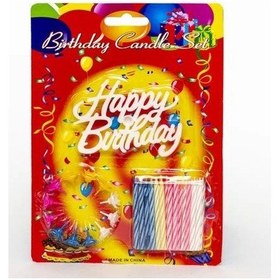 Resim Rengarenk Mumlu Beyaz Happy Birthday Yazılı Doğum Günü Mumu 12 Adet - 9021191667903ynt Çok Renkli 