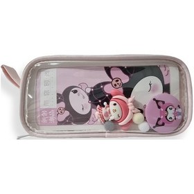 Resim Kuromi Ve My Melody Şeffaf Bölmeli Kalemlik Pembe 