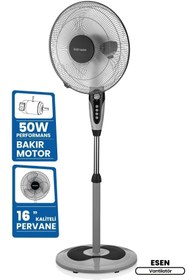 Resim GoldMaster Esen 16 inch Bakır Motorlu Telli Koruma Izgaralı Zaman Ve Hız Ayarlı Ayaklı Vantilatör 