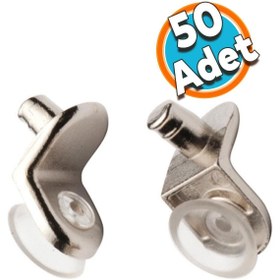 Resim NZB Raf Pimi L Tip Vantuzlu Cam Ahşap Metal Raf Tutucu Çivisi Mobilya Dolap Pimi (50 ADET) 