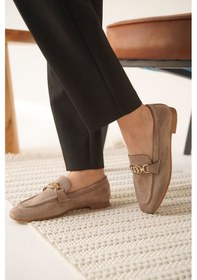 Resim Roof Atelier Hera Vizon Süet Toka Detaylı Loafer Ayakkabı Vizon 