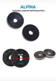 Resim Alpina Aspiratör Davlumbaz Bacasız Kullanım Karbon Filtre 3 Tırnaklı 14 Cm 