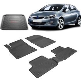 Resim Sahler Opel Asta J Sedan 2009-2019 4.5D Paspas ve Rizline 3D Bagaj Havuzu Siyah 